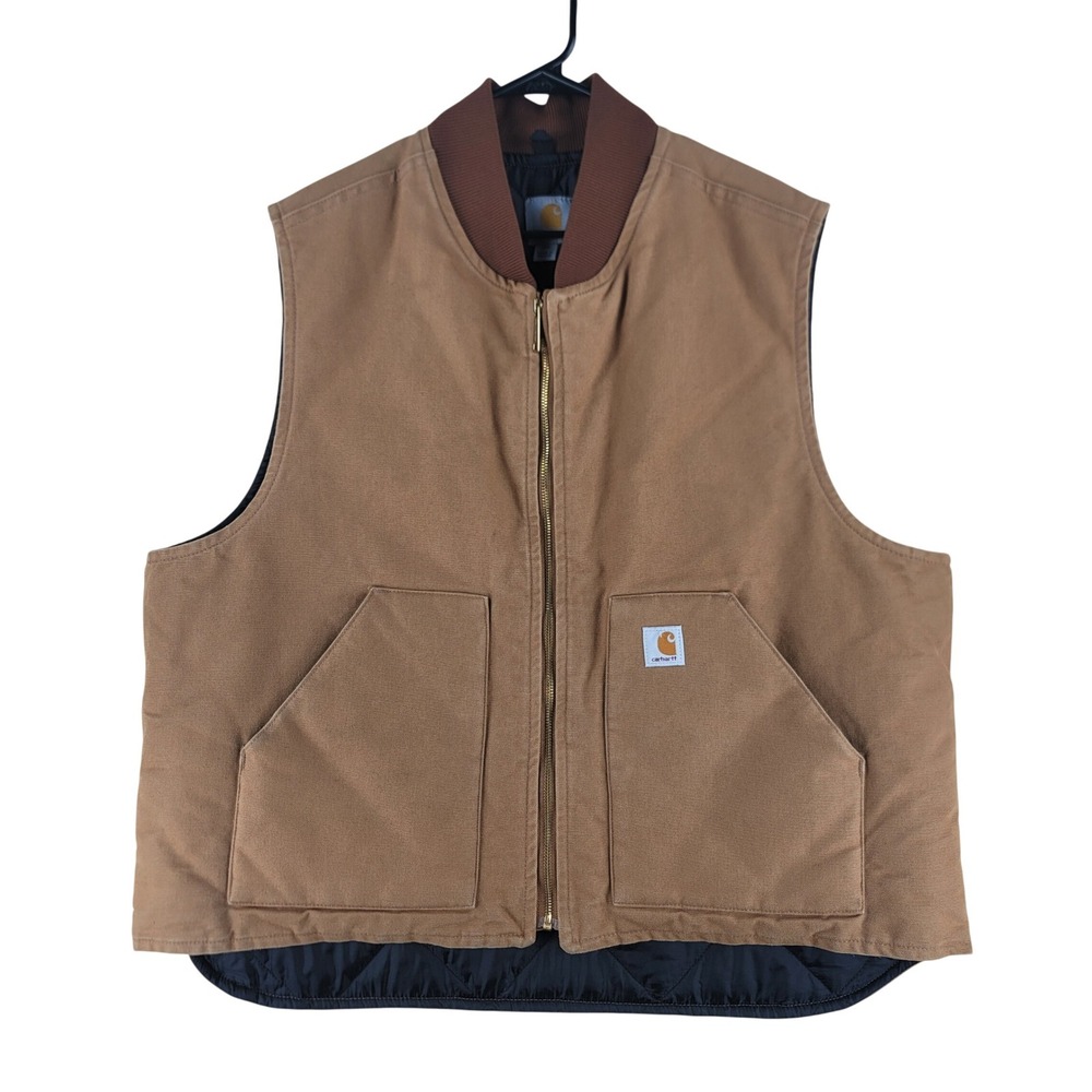 Carhartt Arctic Vest Mens 2XL Brown Quilt Lined Duck Canvas V01-BRN Workwear